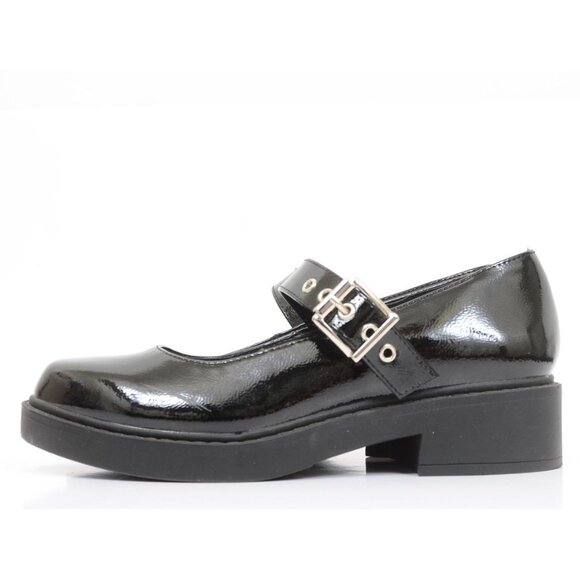 Soda Women's 7 Black Faux Patent Mary Jane Silver Buckle Platform Shoes Gothic - Picture 7 of 9